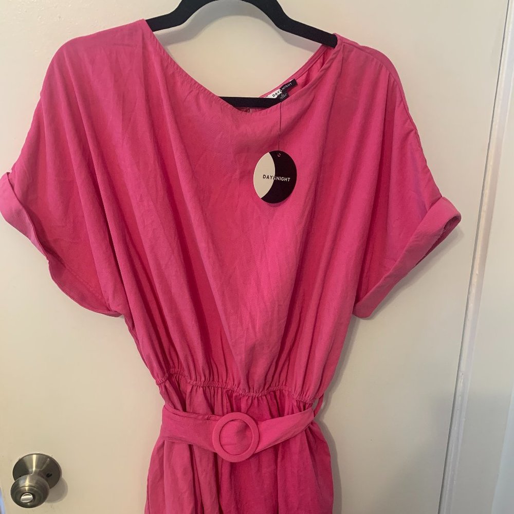 Sz Large Pink retro romper with belt
